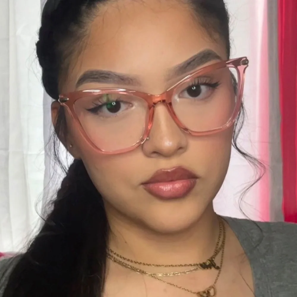 ZEELOOL Pale Pink -5.00 Prescription Large Catseye Frame Fashion Glasses